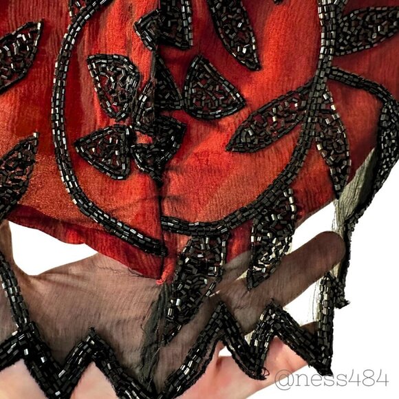 Vintage Anujan Creations 100% Silk & Beaded Top, Small - Picture 6 of 6